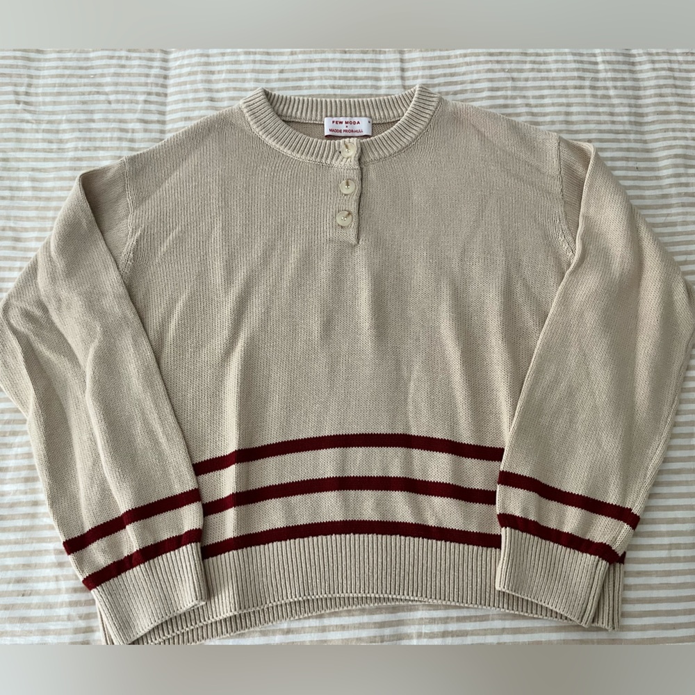 Few Moda x Maddie Prior Hull - Beige and Red Striped cotton Sweater